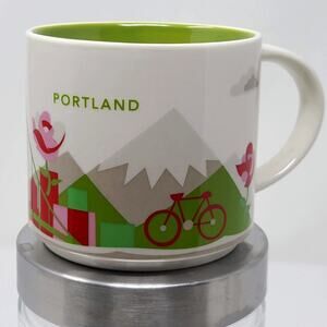 STARBUCKS 2013 Portland Mt Hood Bridge Bicycle You Are Here Coffee Tea Mug Cup